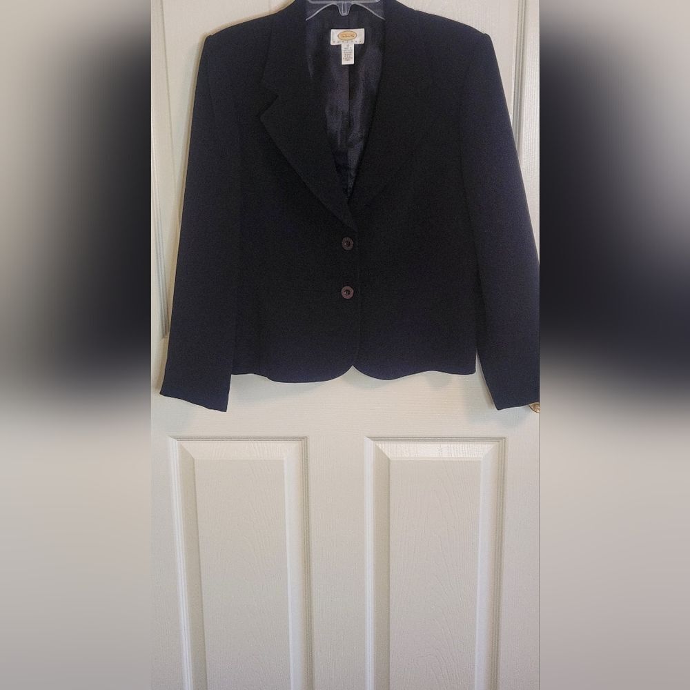 Talbots 10P Black 2 Buttons Longsleeves Lined Classic Women's Blazer